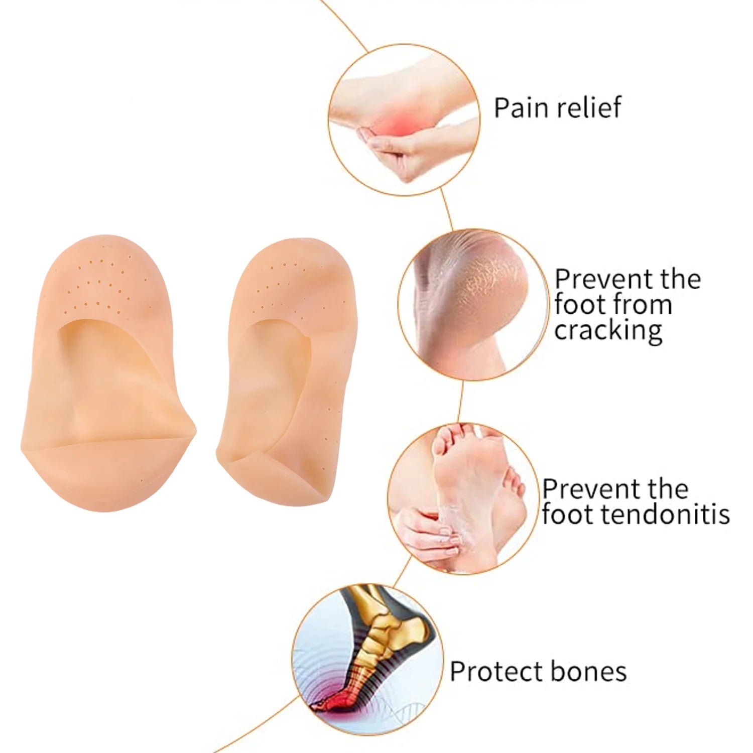 Silicone Heel Protector Socks – Soft Gel Relief For Cracked Heels