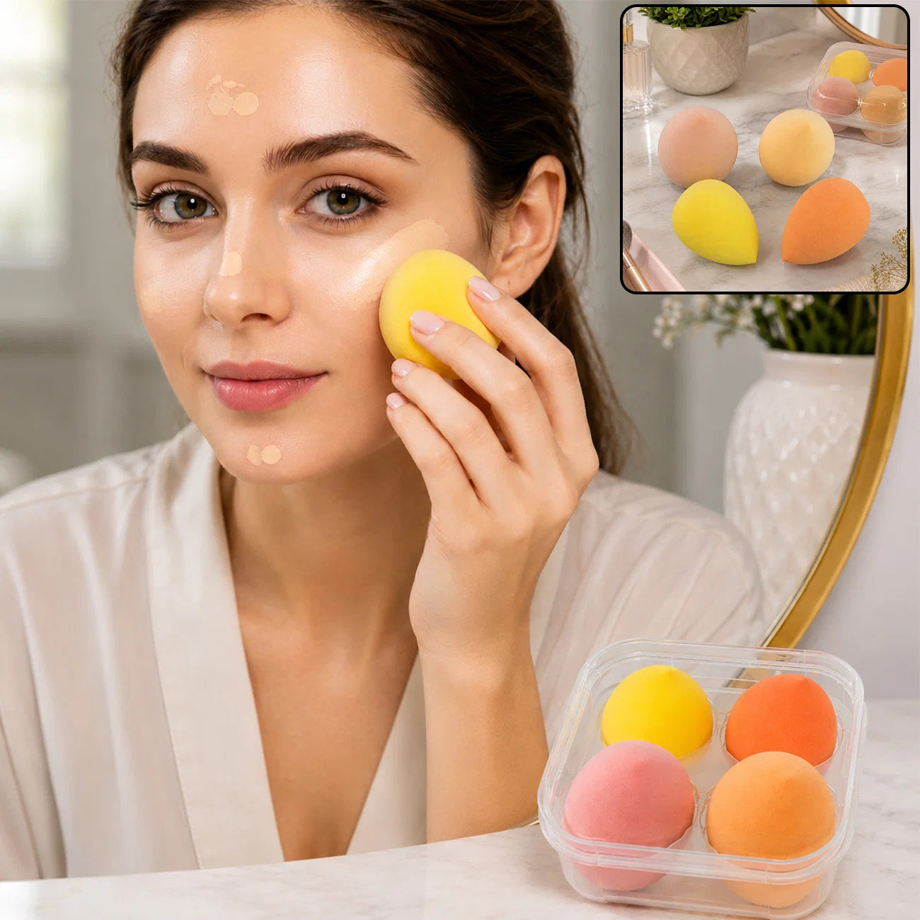 Makeup Sponges Set – Pack of 4 Soft, High-Density Blend For Flawless Application