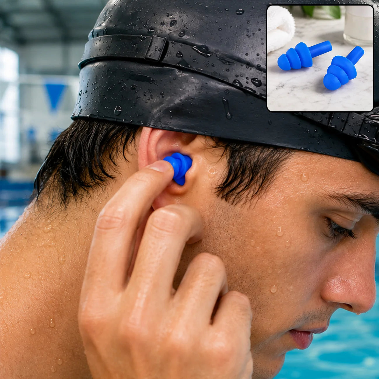 Swimming Ear Plugs – Reusable Waterproof Silicone Comfort Pack of 4