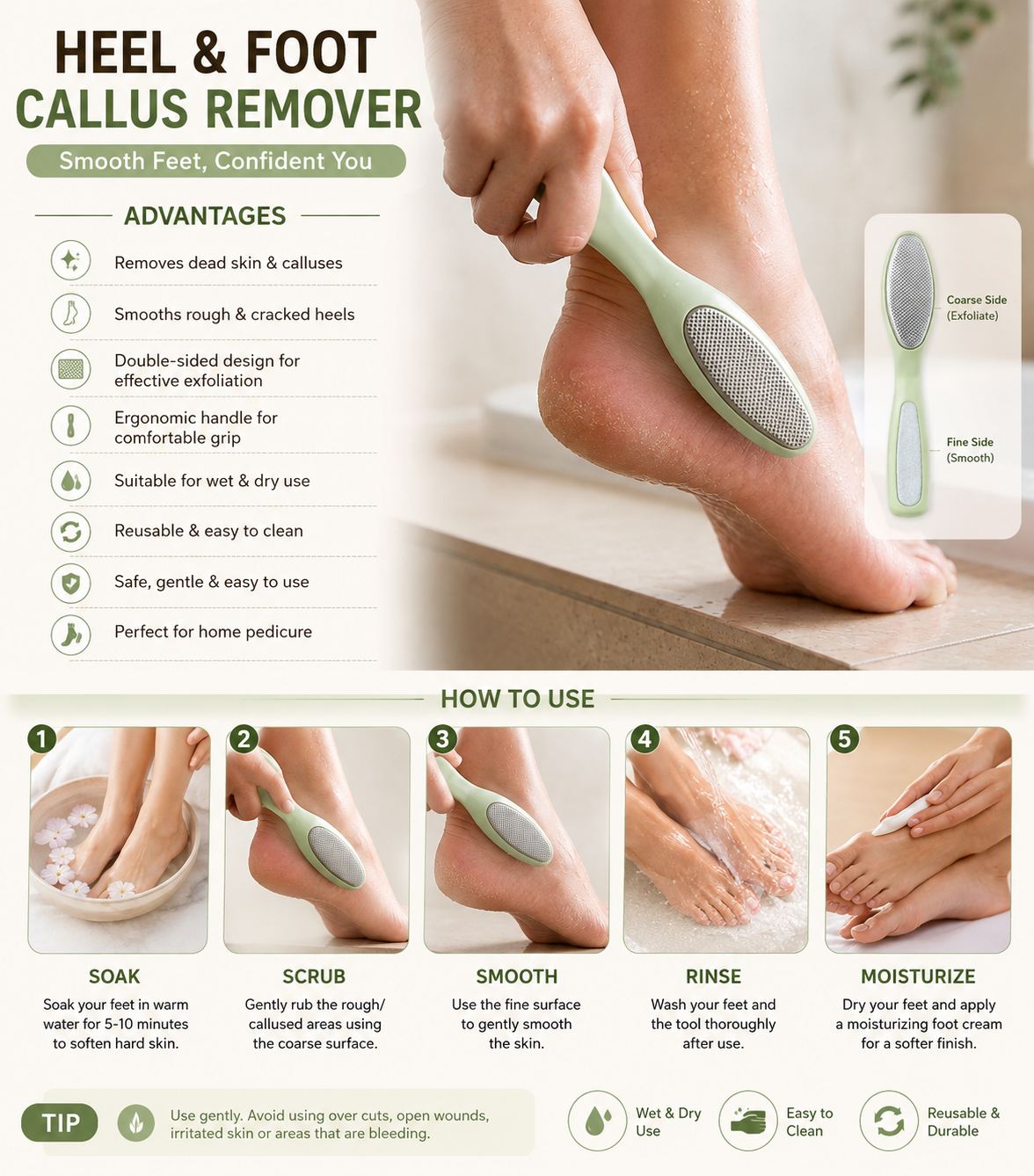 Dual Sided Foot File – Effective Dead Skin Removal & Smoothing